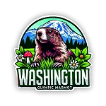 Olympic Marmot Stream and Flowers Sticker (Peel N' Stick)
